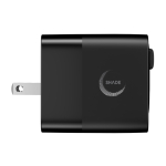 GaN-Schnellladegerät 65 W, umweltfreundlich mit 80 cm Kabel farbe schwarz Ansicht mit Logo
