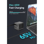 GaN-Schnellladegerät 65 W, umweltfreundlich mit 80 cm Kabel farbe schwarz Lifestyle-Bild 2