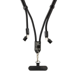 Handykabel mit USB-C aus RPET, mit Nackenband und 60 W Ladeleistung farbe schwarz achte Ansicht