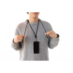 Handykabel mit USB-C aus RPET, mit Nackenband und 60 W Ladeleistung farbe schwarz Lifestyle-Bild