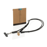 Handykabel mit USB-C aus RPET, mit Nackenband und 60 W Ladeleistung farbe schwarz Ansicht mit Box