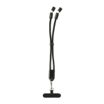 RPET-Handgelenkschlaufe für Handy mit USB-C Kabel & 60 W Schnellladung farbe schwarz