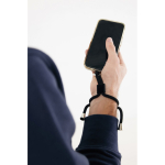 Verstellbare Handgelenkschlaufe für Handy aus RPET mit sicherem Haken farbe schwarz Ansicht mit Modell