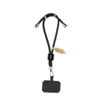 Verstellbare Handgelenkschlaufe für Handy aus RPET mit sicherem Haken farbe schwarz Ansicht mit Druckbereich