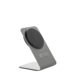Premium 15W Ladegerät, magnetisch & kabellos aus recyceltem Aluminium farbe grau Ansicht mit Druckbereich