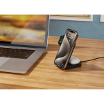 Kabelloses 3-in-1 Ladegerät 15W, magnetisch aus recyceltem Kunststoff farbe schwarz Lifestyle-Bild