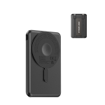 Umweltfreundliche 5-in-1 Powerbank 5.000 mAh mit Kabeln & Ständer farbe schwarz Ansicht mit Druckbereich