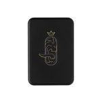 Taschen-Powerbank aus recyceltem ABS mit Ladeanzeige 10.000 mAh farbe schwarz Ansicht mit Logo