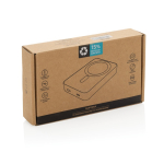 Taschen-Powerbank aus recyceltem ABS mit Ladeanzeige 10.000 mAh farbe schwarz zweite Ansicht mit Box