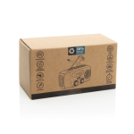 Multifunktions-Notfallradio aus recyceltem ABS mit Kurbel 1.800 mAh farbe schwarz zweite Ansicht mit Box