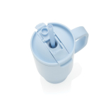 Thermobecher aus recyceltem Edelstahl mit Trinkhalm und Henkel 480 ml farbe blau sechste Ansicht