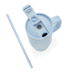 Thermobecher aus recyceltem Edelstahl mit Trinkhalm und Henkel 480 ml farbe blau achte Ansicht