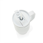 Thermobecher aus recyceltem Edelstahl mit Trinkhalm und Henkel 480 ml farbe weiß sechste Ansicht