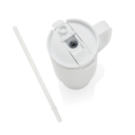 Thermobecher aus recyceltem Edelstahl mit Trinkhalm und Henkel 480 ml farbe weiß siebte Ansicht