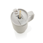 Thermobecher aus recyceltem Edelstahl mit Trinkhalm und Henkel 480 ml farbe grau sechste Ansicht