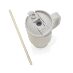 Thermobecher aus recyceltem Edelstahl mit Trinkhalm und Henkel 480 ml farbe grau siebte Ansicht