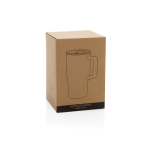 Keramikbecher 490 ml mit Henkel & tropfsicherem Deckel farbe marineblau zweite Ansicht mit Box