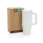 Becher 900 ml aus recyceltem Stahl mit Schraubdeckel farbe weiß Ansicht mit Box