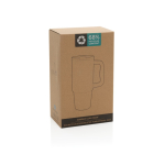 Becher 900 ml aus recyceltem Stahl mit Schraubdeckel farbe marineblau zweite Ansicht mit Box