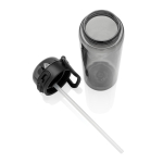 Sportflasche aus RPET mit auslaufsicherem Deckel und Trinkhalm 800 ml farbe schwarz neunte Ansicht