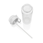 Sportflasche aus RPET mit auslaufsicherem Deckel und Trinkhalm 800 ml farbe weiß neunte Ansicht