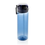 Sportflasche aus RPET mit auslaufsicherem Deckel und Trinkhalm 800 ml farbe marineblau