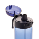 Sportflasche aus RPET mit auslaufsicherem Deckel und Trinkhalm 800 ml farbe marineblau achte Ansicht