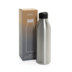 Umweltfreundliche Flasche mit 360°-Trinkerlebnis 600 ml Avira Alok farbe silber Ansicht mit Box