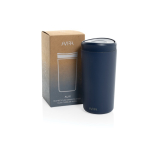 Nachhaltiger Thermobecher „Take Away“ mit Klickdeckel 400 ml farbe marineblau Ansicht mit Box