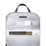 Erweiterbarer Rucksack aus recyceltem Gewebe mit Duo-Zipper 16” farbe schwarz