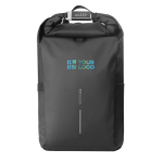 Wasserdichter Urban-Rucksack 16” + Fahrradhalterung & Diebstahlschutz farbe schwarz Ansicht mit Druckbereich