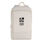Ultraschlanker Rucksack aus RPET mit erweiterbarem Design 15,6” farbe beige Ansicht mit Druckbereich