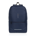 Business-Rucksack 15,6” aus recyceltem Polyester mit Fächern farbe marineblau Ansicht mit Logo