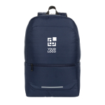 Business-Rucksack 15,6” aus recyceltem Polyester mit Fächern farbe marineblau Ansicht mit Druckbereich