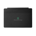 Laptop-Hülle aus recyceltem Material mit 4 cm Neigungsständer 14” farbe schwarz Ansicht mit Logo