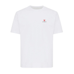 Unisex-T-Shirt aus recycelter Baumwolle, 220 g/m² IQONIQ Nikko farbe weiß Ansicht mit Logo