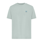 Unisex-T-Shirt aus recycelter Baumwolle, 220 g/m² IQONIQ Nikko farbe olivgrün Ansicht mit Logo