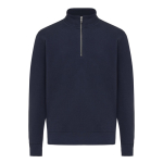 Halbzip-Pullover aus recycelter Baumwolle, IQONIQ Elgon farbe marineblau