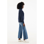 Halbzip-Pullover aus recycelter Baumwolle, IQONIQ Elgon farbe marineblau dritte Ansicht mit Modell