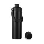 Thermoflasche aus recyceltem Stahl mit Henkel und Doppelöffnung 600 ml farbe schwarz vierte Ansicht