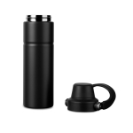 Thermoflasche aus recyceltem Stahl mit Henkel und Doppelöffnung 600 ml farbe schwarz fünfte Ansicht