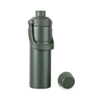 Thermoflasche aus recyceltem Stahl mit Henkel und Doppelöffnung 600 ml farbe grün vierte Ansicht