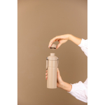 Thermoflasche aus recyceltem Stahl mit Henkel und Doppelöffnung 600 ml farbe elfenbeinfarben Lifestyle-Bild 2