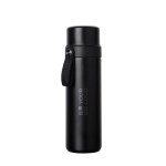 Thermos aus recyceltem Edelstahl mit Tragegriff 750 ml farbe schwarz Ansicht mit Druckbereich