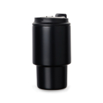Take-away-Becher aus recyceltem Stahl mit klappbarem Deckel 350 ml farbe schwarz dritte Ansicht