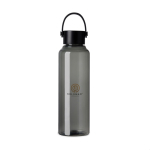 RPET-Flasche 550 ml mit Stahldeckel, Henkel & minimalistischem Design farbe schwarz Ansicht mit Logo