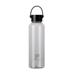 RPET-Flasche 550 ml mit Stahldeckel, Henkel & minimalistischem Design farbe transparent Ansicht mit Logo