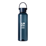 RPET-Flasche 550 ml mit Stahldeckel, Henkel & minimalistischem Design farbe marineblau Ansicht mit Druckbereich