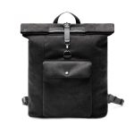 Rucksack aus Kunstleder 15” mit modernem Design & sicherem Verschluss farbe schwarz