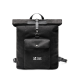 Rucksack aus Kunstleder 15” mit modernem Design & sicherem Verschluss farbe schwarz Ansicht mit Druckbereich